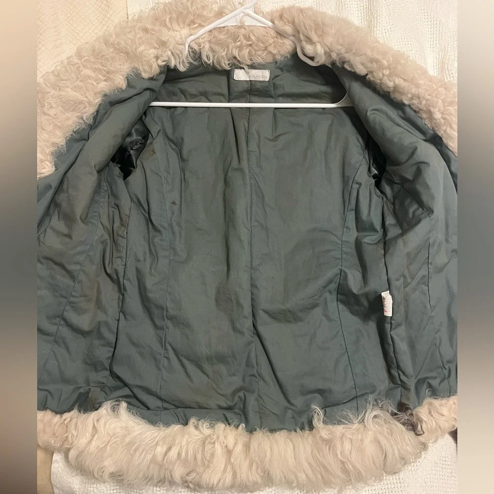 Vintage Genuine Leather Jacket w/ Shearling Fur Trim Penny Lane Made in Italy - Picture 5 of 7